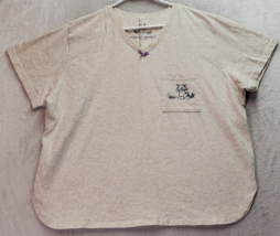 Personal Identity Cat T Shirt Top Womens XL Tan Cotton Short Sleeve V Ne... - £9.62 GBP