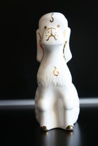 Old Vintage Naaman Israel White w/ Gold Cast Porcelain Poodle Dog Figurine Rare - £86.62 GBP