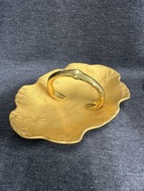 Dixon Art Studios Hand Painted Scalloped Candy Jewelry Dish w. Handle 22kt Gold - £7.82 GBP
