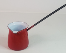 Red Enamelware Turkish Coffee Ladle Dipper Butter Syrup Warmer w/Spout V... - $12.82