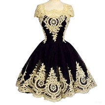 Kivary Vintage Short Little Black Corset Lolita Prom Homecoming Dresses Gothic G - £95.54 GBP