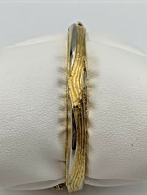 1950s Vintage Crown Trifari Goldtone Cuff Style Bracelet-Spring Opening Textured - £29.64 GBP