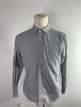 Nick Dunn London gray Large Easy Care Fitted Shirt men 100% cotton 17 34-35 - £12.55 GBP