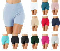 Womens Cotton Spandex High Thigh Rise Biker Shorts Thick Band Leggings - €8,61 EUR+