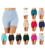 Womens Cotton Spandex High Thigh Rise Biker Shorts Thick Band Leggings - £7.73 GBP+