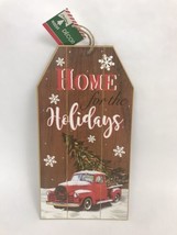 Red Pickup Truck Christmas Home For The Holidays Wall Hanging Snow Flakes - $12.84