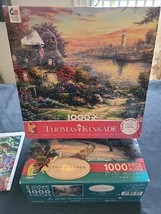 Thomas Kinkade 1000 Piece Puzzle Lot.  New England Harbor And Painter Of Life - £7.26 GBP