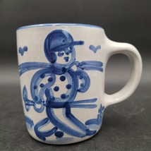M.A. Hadley Pottery Skier Boy 8oz Mug Hand Painted Stoneware Made in USA... - $19.79