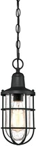 Outdoor Hanging Pendant Light Fixture Vintage Black Porch Nautical Glass Metal - £53.09 GBP
