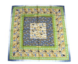 Hermes Scarf Chasse en Inde Silk 90 CM India Green Carre 35 &quot; Y1119 - £287.79 GBP