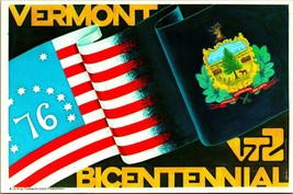 1976 Vermont Bicentennial Flag Crest UNP Chrome Postcard VT T10 - £3.13 GBP