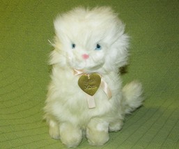 1988 Dakin Persian Cat + Mom Charm Gold Toned 10&quot; Vintage Blue Eyes White Plush - £12.58 GBP