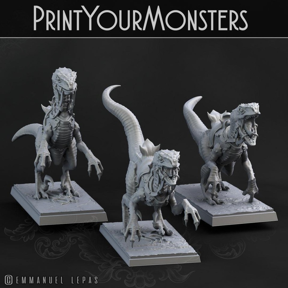 Elf Raptor 3D Printed Print Your Monsters Dark Elves Raptor Mounts Set 28mm - 32mm ...