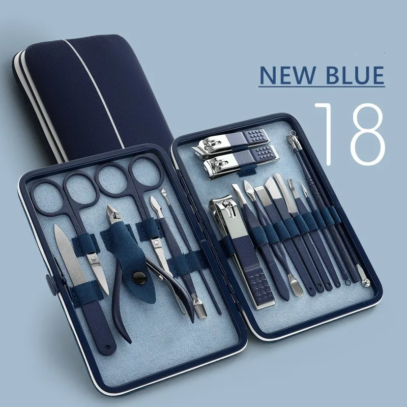House Home Blue Manicure Tools Set Pro Max Stainless Steel Professional Nail Cli - £21.70 GBP
