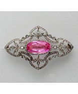 Antique Victorian Rose Cut Diamond And Pink Topaz Silver Brooch,Edwardia... - €257,58 EUR