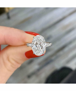 4CT Oval Cut Moissanite Ring 925 Silver Solitaire Engagement And Wedding... - $299.68 CAD