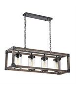 4 Light Adjustable Dimmable Rectangle Chandelier with Wrought Iron Accents - $8,017.72 MXN