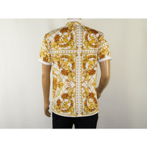 Mens PLATINI Sports Polo Shirt With Rhine Stones Lion Medallion DPP8246 White image 3