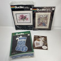 Lot of 4 - Vintage CROSS STITCH KITS By Bucilla (40255, 40110, 82436, 40996) - $16.83
