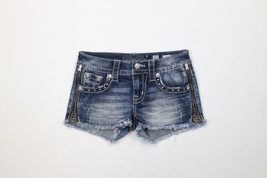 Miss Me Womens Size 23 Low Rise Thick Stitch Zippered Denim Jean Shorts Jorts - £54.71 GBP