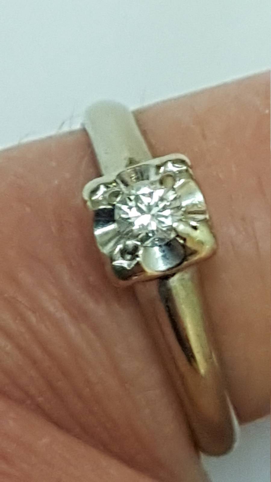 Antique  14k White Gold Engagement .23ct Old European Cut  Diamond Ring - $450.00