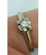 Antique  14k White Gold Engagement .23ct Old European Cut  Diamond Ring - £353.13 GBP