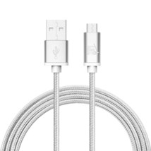 Lax Micro Usb Cable 10FT 3m Durable Braided Nylon Micro Usb To Usb Cable Silver - £4.93 GBP