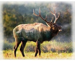 34.5&quot; X 44&quot; Panel Elk Animal Wildlife Mountains Scenic Cotton Fabric D374.67 - £12.77 GBP
