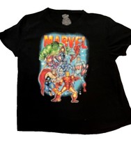 Vintage Marvel T-Shirt XL Black Comic Book Heroes Graphic Tee Cosplay Ca... - $17.49