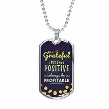 Express Your Love Gifts Be Grateful Necklace Engraved Stainless Steel Dog Tag w  - $59.35