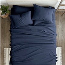 Queen Navy Blue 6-Piece Soft Wrinkle Resistant Microfiber/Polyester Sheet Set - $185.23 CAD