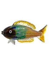 Sculpture Figurine DALE TIFFANY Nile Fish Clear Green Gold Amber Hand-Crafted - $139.99