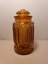 11 1/4&quot; Extra Large Amber LE Smith Moon and Stars Canister w/Lid - £15.81 GBP