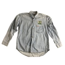 Riddell Mens Size Large Button Up Shirt Green Bay Packer jean denim Vintage - $30.64