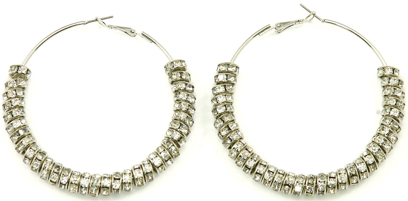 Primary image for New Hoop Earrings With 32 Iced Out Rings Paparazzi Gaga Basketball Wives Style