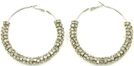New Hoop Earrings With 32 Iced Out Rings Paparazzi Gaga Basketball Wives Style - $14.99