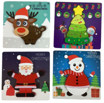 Christmas Wooden Puzzle Set Of Four Santa Snowman Reindeer Tree Holidays... - $22.23