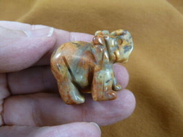 Y-ELE-571 Orange Tan Elephant Gemstone Carving Gem Figurine Safari Zoo Trunk Up - £11.23 GBP