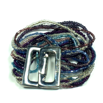 Cookie Lee Bracelet Vtg Multicolor Glass Seed Beads Multi Strand Silver ... - £14.86 GBP