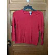 Chicos Size 1 Sweater Top Red Lightweight Solid Classic - £15.92 GBP