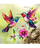 &quot;Stained Glass-Style Acrylic Hummingbird Suncatcher - Vibrant 8in Window... - $455.92 MXN