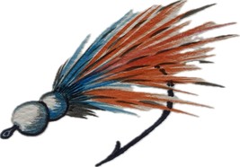 Fishing Fly Lure Orange/Blue Decal Sticker for Car/Truck Windows Phones - £5.19 GBP+