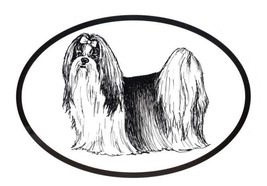 Shih Tzu Decal - Dog Breed Oval Vinyl Black &amp; White Window Sticker - £3.19 GBP