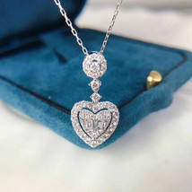 Heart Cut Simulated Diamond Women Necklace Pendent 925 Silver Gold Plated - £89.79 GBP
