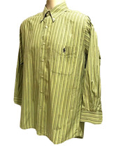 Ralph Lauren Polo Men Vintage Green Striped Button Up Shirt Medium Pocke... - $19.79