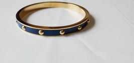 Coach Raised Dots Bangle Bracelet Gold W Navy Enamel 1/4 Inch New W/O Tags - £30.02 GBP