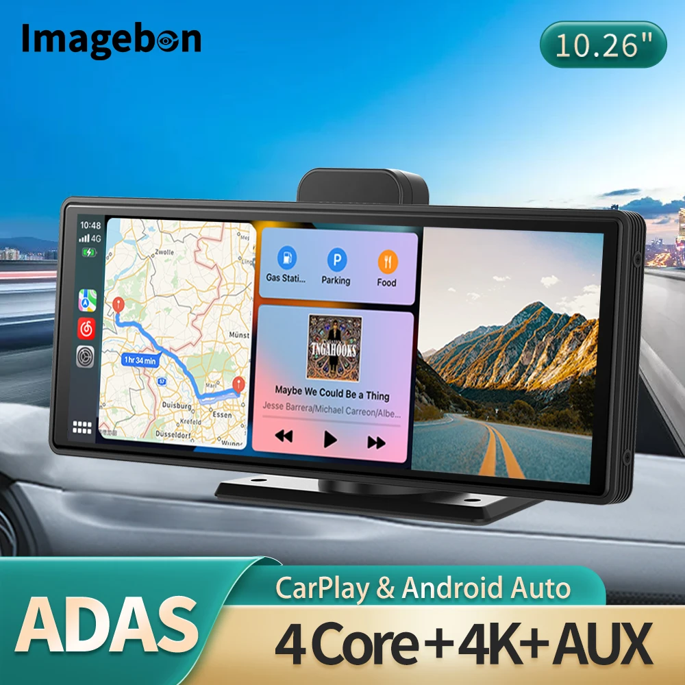Imagebon 4K 10.26 Inch Car DVR Wireless CarPlay Android Auto ADAS WiFi Dash Cam - £113.62 GBP+