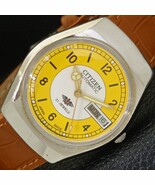 JAPAN MENS VINTAGE CITIZEN AUTOMATIC 8200 YELLOW COLOR DIAL WATCH a500249-1 - €22,95 EUR