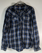 Carbon Shirt Mens XL Blue Plaid Diamond Button Up Long Sleeve Classic Fit - £14.01 GBP