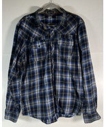 Carbon Shirt Mens XL Blue Plaid Diamond Button Up Long Sleeve Classic Fit - £13.93 GBP